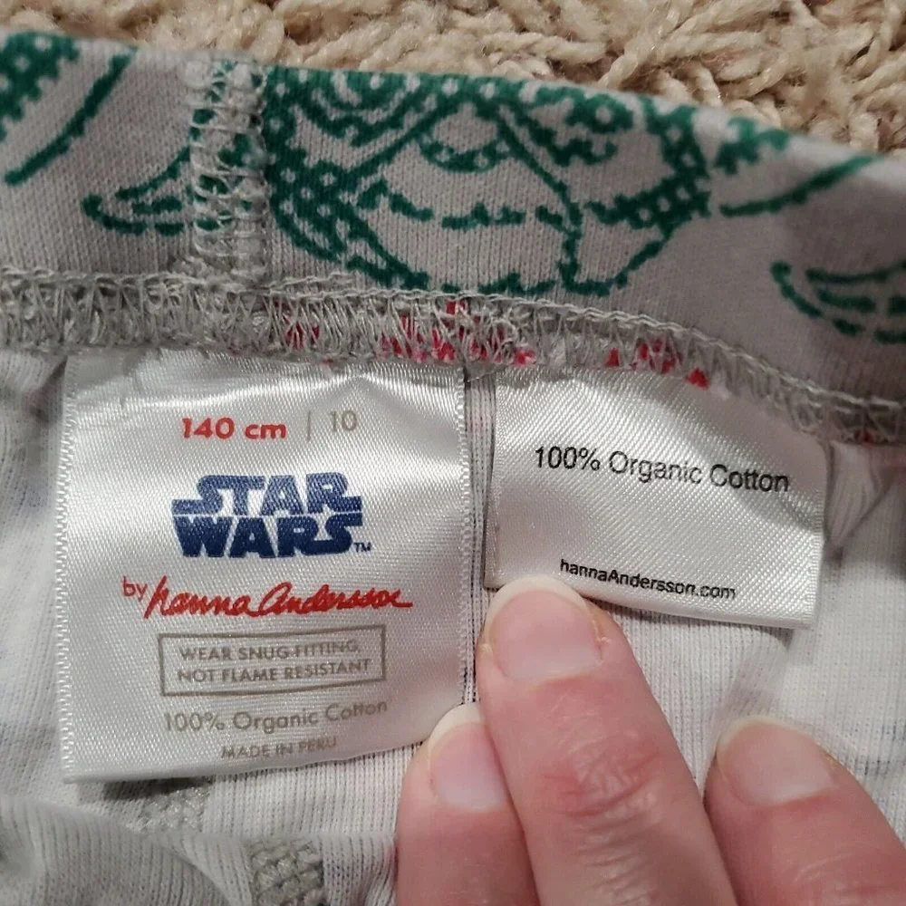 Hanna‎ Andersson Boys Pajama Pants 140 US 10 Organic Cotton Christmas Star Wars